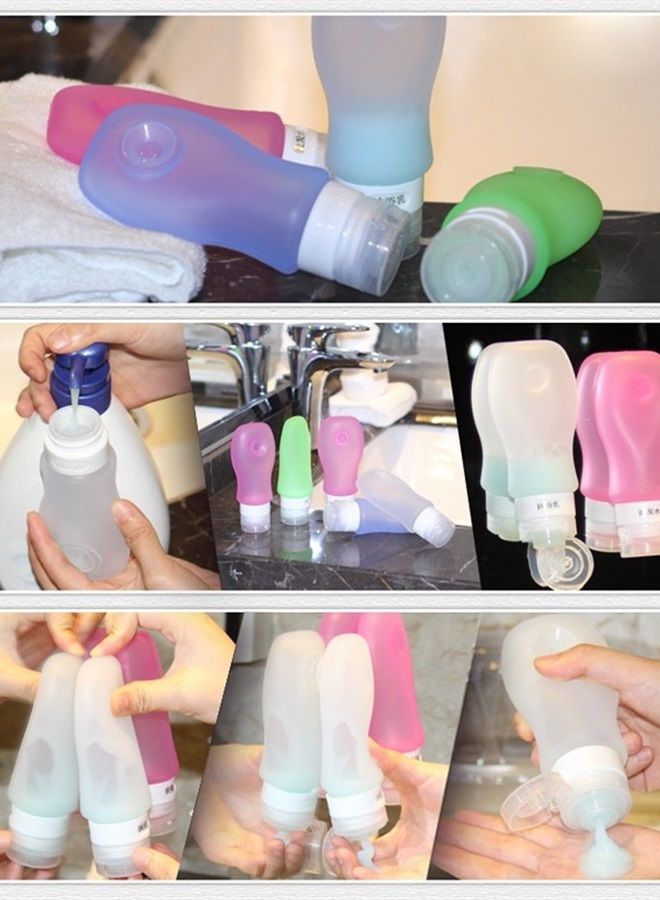 FNSHIP 4 Pack Sucker type Portable Food Grade Squeeze Silicone Liquid Travel Bottles TSA Approved For Shampoo, Conditioner, Lotion, Toiletries, Food condiment(1OZ,White+Blue+Green+Pink) - Image 5