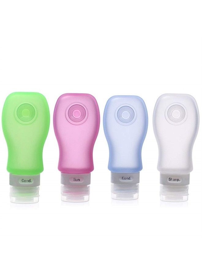 FNSHIP 4 Pack Sucker type Portable Food Grade Squeeze Silicone Liquid Travel Bottles TSA Approved For Shampoo, Conditioner, Lotion, Toiletries, Food condiment(1OZ,White+Blue+Green+Pink) - Image 1