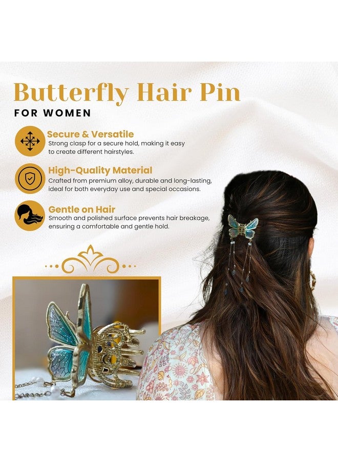 Atipriya Butterfly Claw clips for Women - 3D Butterfly clutcher Hair Style Accessories - 5.5 inch Tassle Butterfly Hair accessories for Women - Image 2