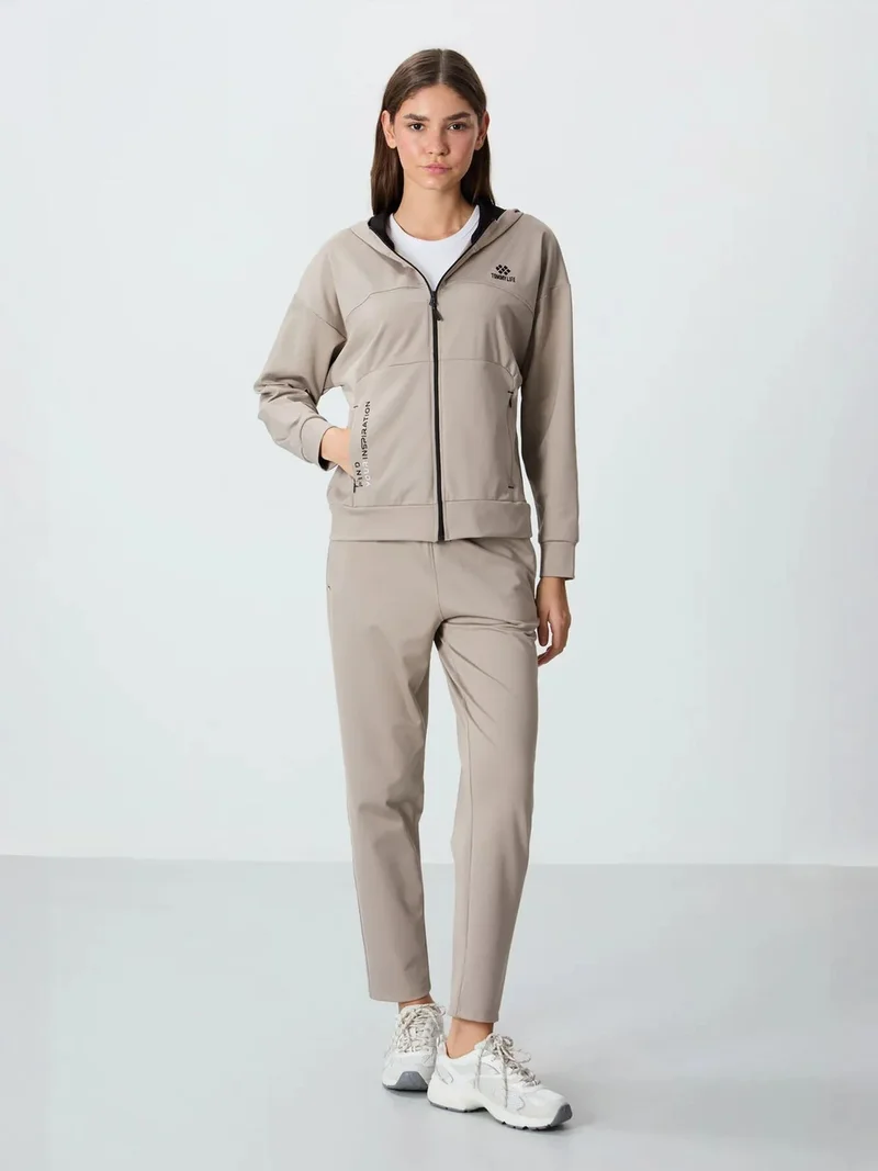 TOMMYLIFE TOMMY Women’s Hooded Zip Sweatshirt And Pants Set