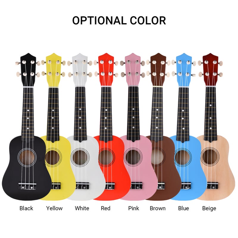 21-inch Ukulele 4 Strings Ukulele Small Guitar Bass Wooden Musical Instrument Kids Gift Beige - Image 2