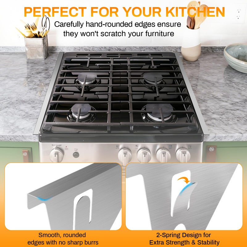 ItsNio 2PCS Stove Gap Covers Stainless Steel, Stove Gap Filler, Oven Gap Filler, Oven Side Gap Filler, Range Trim Kit, Heat Resistant and Easy to Clean, Length 23.4" Width 0.79"(Silver) - Image 4