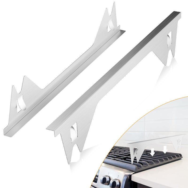 ItsNio 2PCS Stove Gap Covers Stainless Steel, Stove Gap Filler, Oven Gap Filler, Oven Side Gap Filler, Range Trim Kit, Heat Resistant and Easy to Clean, Length 23.4" Width 0.79"(Silver) - Image 1