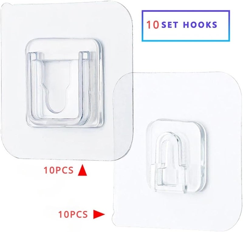 خطافات حائط لاصقة مزدوجة الجوانب 10 أزواج قوية شفافة مع كؤوس شفط لتخزين المطبخ والحمام - Image 5