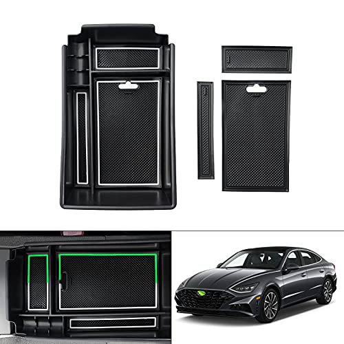 Autorder Center Console Organizer for 2020 2021 2022 2023 Hyundai Sonata Accessories Armrest Storage Box Secondary Insert Tray with 2 Color Mats - Image 1