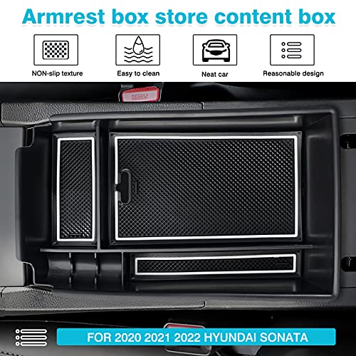 Autorder Center Console Organizer for 2020 2021 2022 2023 Hyundai Sonata Accessories Armrest Storage Box Secondary Insert Tray with 2 Color Mats - Image 2