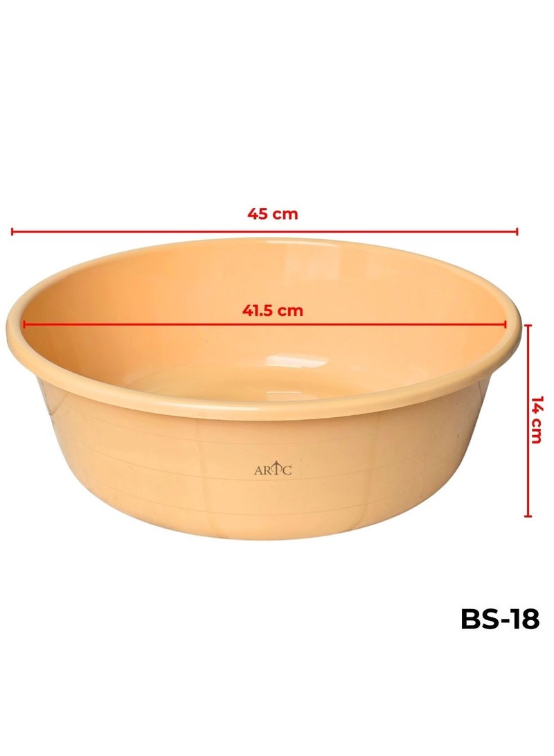 اي ار تي سي حوض استحمام ARTC بلاستيكي متين سعة 15 لترًا (بيج) - حوض دائري فاخر متعدد الأغراض للغسيل وغسل الأطباق والتنظيف والنقع وتخزين المياه وتنظيم المنزل - قابل للتكديس ومتين - Image 2
