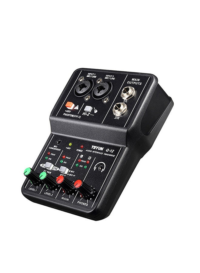 Audio Interface Professional Recording Sound Card 16bit/48kHz Mini USB Audio Interface Sound Card 2-In & 2-Out with 48V Phantom Power USB-B Cable Studio Recording Equipment for Music Recording Orchestration USB Drive Free