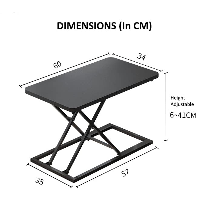 TARKAN Wood Standing Desk Riser Height Adjustable Sit to Stand Desktop Workstation Table for Laptop Monitor Black - Image 2