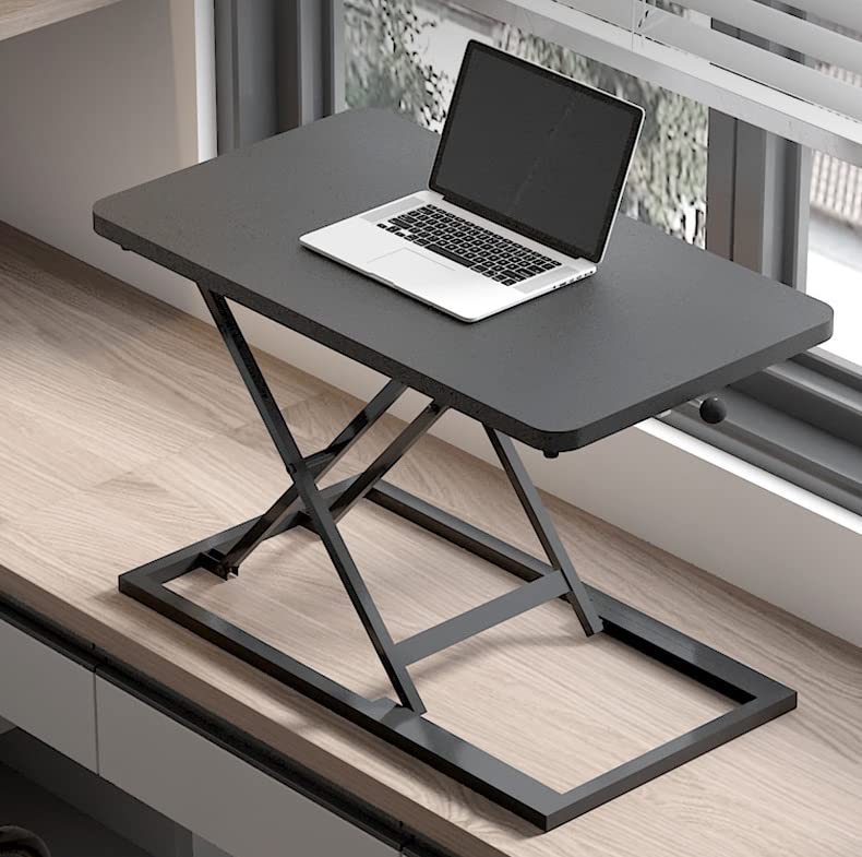 TARKAN Wood Standing Desk Riser Height Adjustable Sit to Stand Desktop Workstation Table for Laptop Monitor Black - Image 3