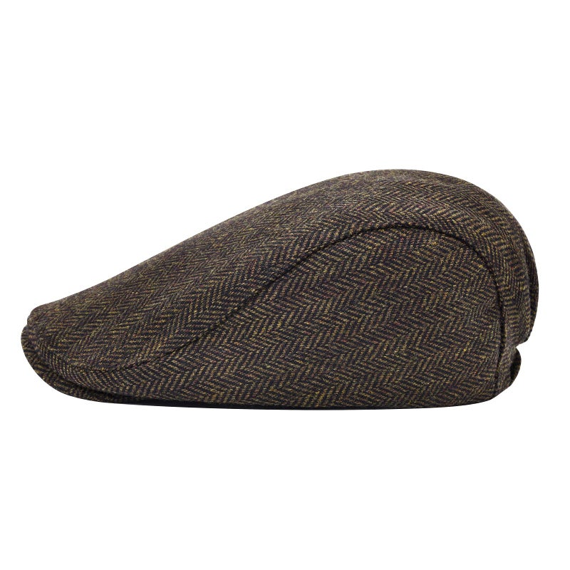 STARANCE Men's Flat Cap Wool Tweed Driving Irish Newsboy Hat (Herringbone Coffee) - Image 3