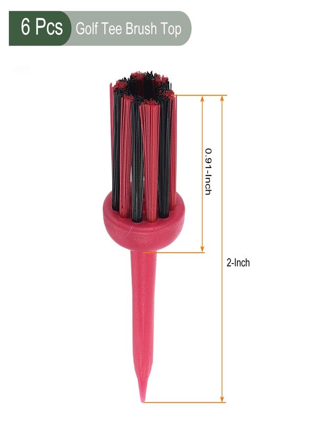 YOKIVE 6 Pcs Golf Tees Brush Type, Low Resistance Plastic Golfing Tees | Golf Accessories, Great for Golf Driver Training (Red, 2.4-Inch) - Image 2