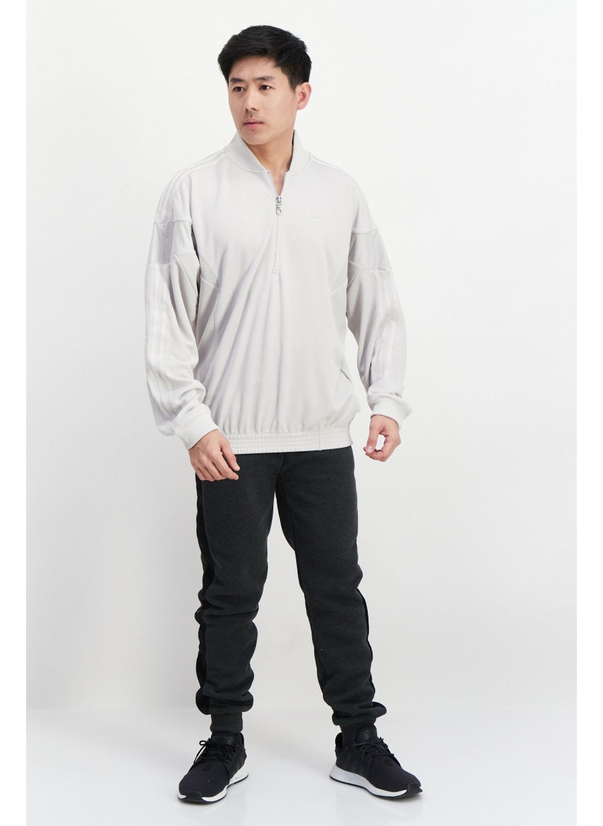 adidas Originals Men Sportswear Fit Long Sleeve Training Sweatshirts, Light Grey  - Image 2