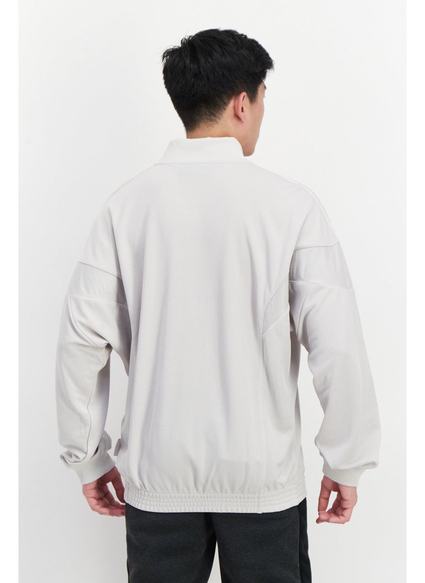 adidas Originals Men Sportswear Fit Long Sleeve Training Sweatshirts, Light Grey  - Image 4