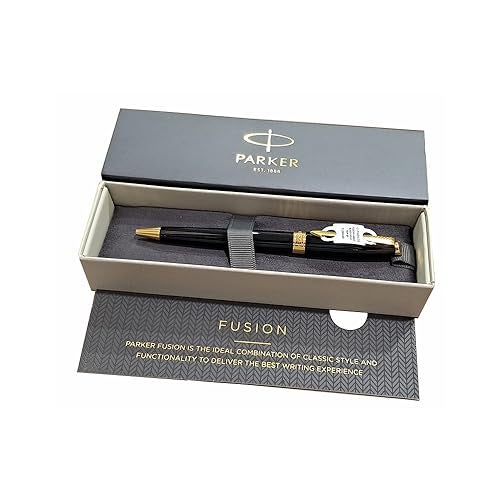 Parker Fusion Laque Black Gold Trim Ballpoint Pen, Luxurious and Professional, Perfect for Office, College, and Personal Use, Smooth Writing - Image 3