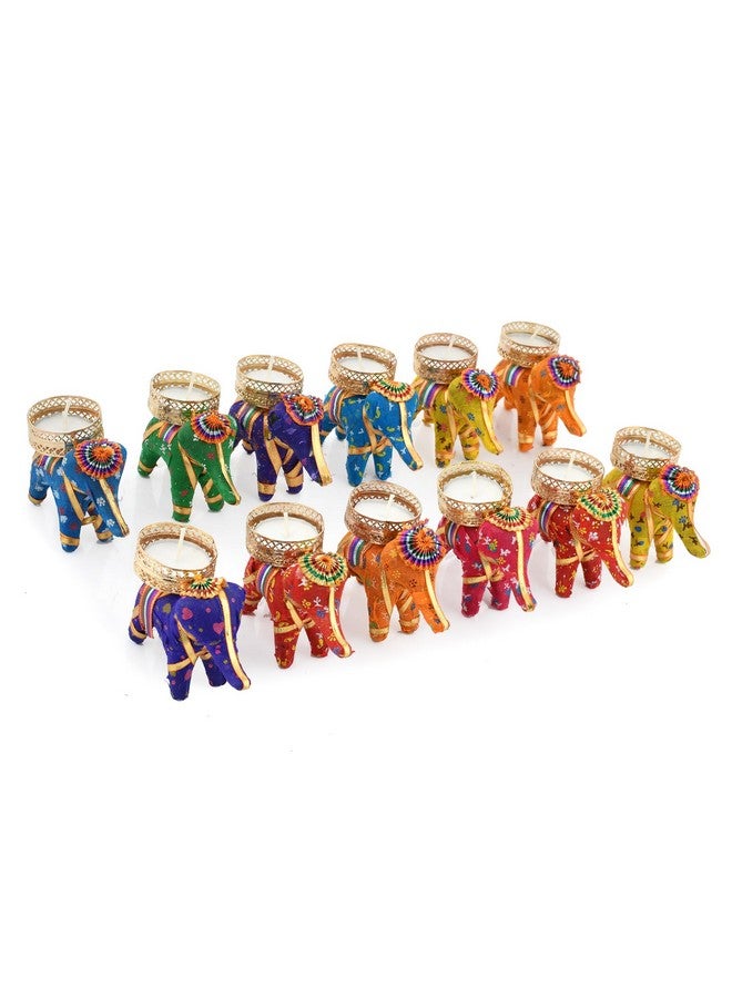 Pride Store Handcrafted Elephant Tealight Candle Multicolor Candles for Home Decoration Diwali Laxmi Poojan Elephant Tea Light Candle Holder Birthday Decor Diwali Decoration tealight Candles (Pack of 12) - Image 2