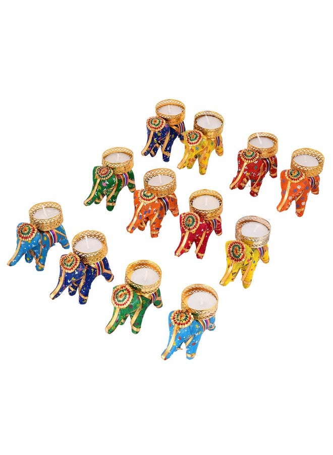 Pride Store Handcrafted Elephant Tealight Candle Multicolor Candles for Home Decoration Diwali Laxmi Poojan Elephant Tea Light Candle Holder Birthday Decor Diwali Decoration tealight Candles (Pack of 12) - Image 3