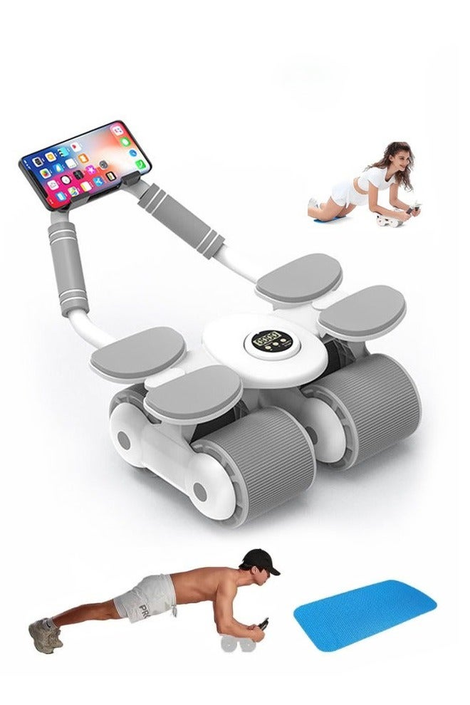 عجلة بطن بآلية ارتداد تلقائي مع مساند للمرفق ومؤقت، للجنسين، أبيض - Image 1