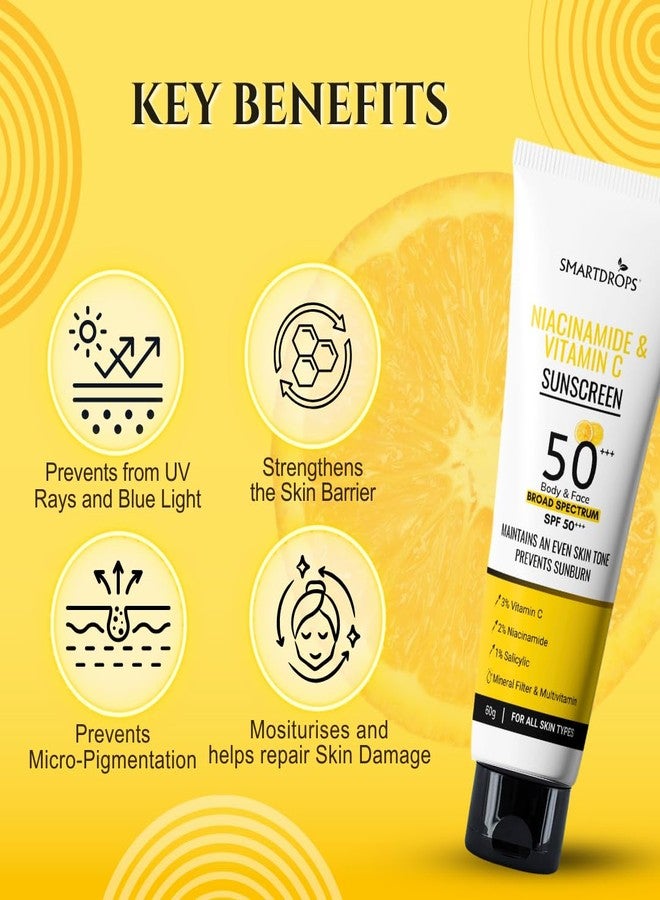 Smartdrops SPF 50+++ PA+++ Broad Spectrum Sunscreen Lotion with Niacinamide and Vitamin C, Lightweight Daily Sunscreen for Face, Neck and Body, Men and Women Use | 60ml (Pack 3) - Image 3