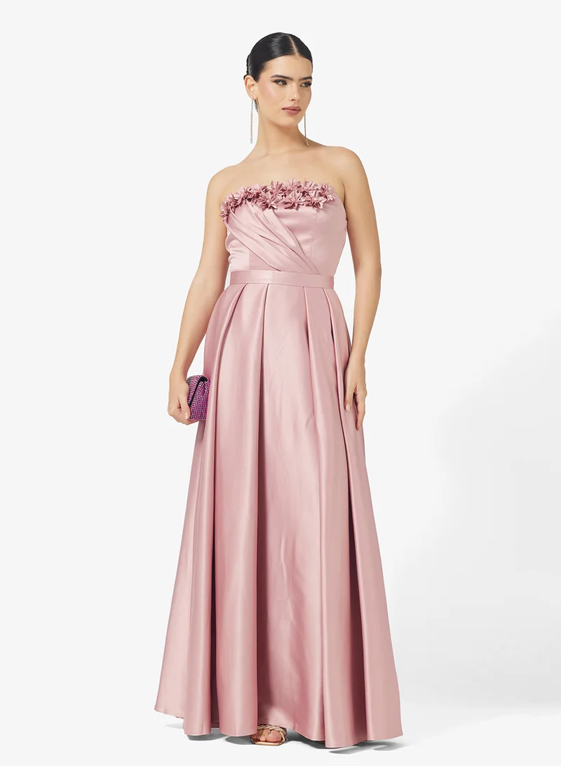 نمشي x Off Shoulder 3D Floral Draped Gown