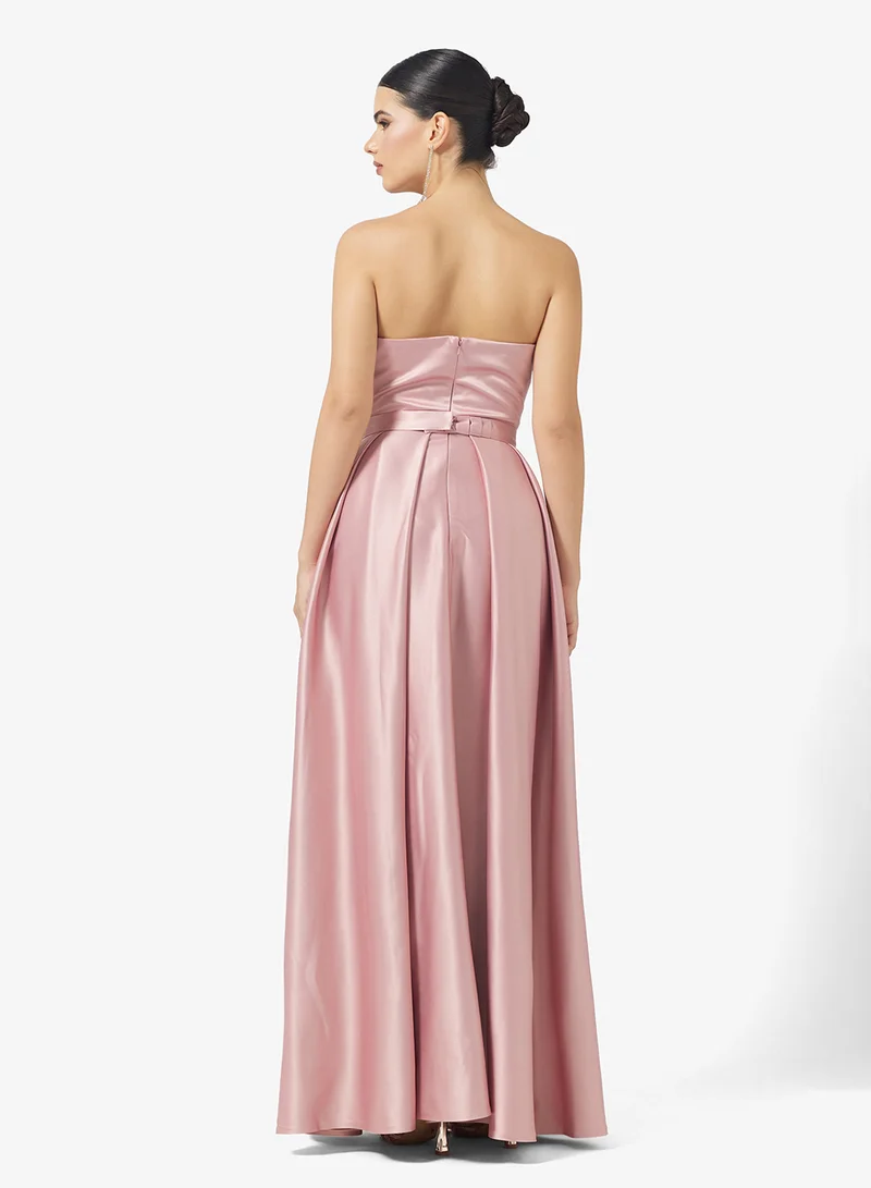 نمشي x Off Shoulder 3D Floral Draped Gown