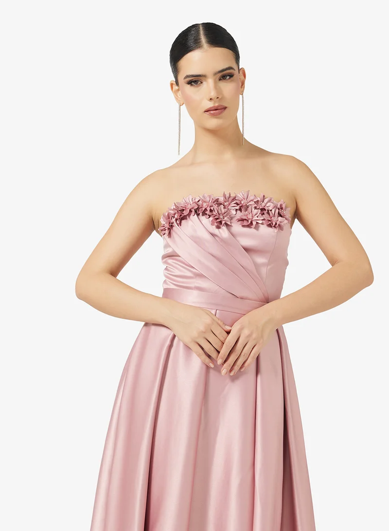 نمشي x Off Shoulder 3D Floral Draped Gown