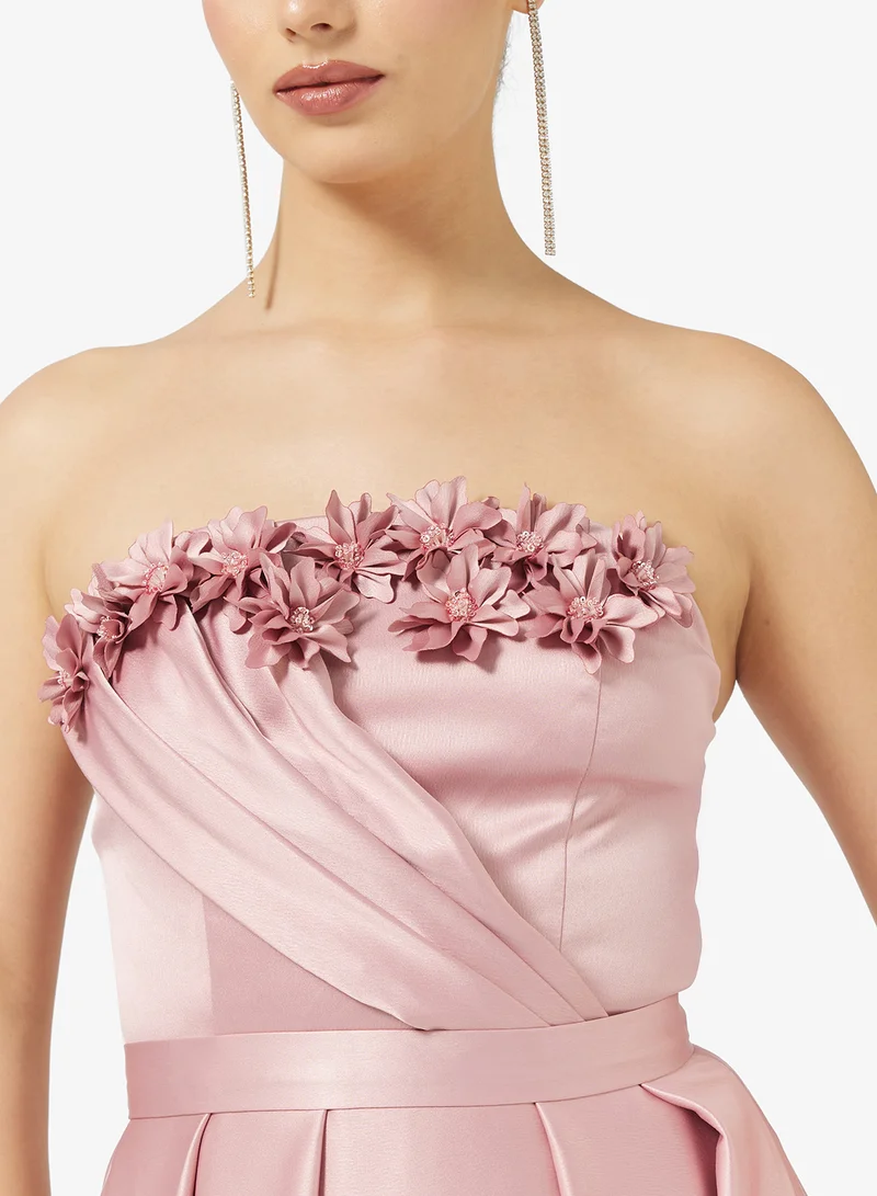 نمشي x Off Shoulder 3D Floral Draped Gown