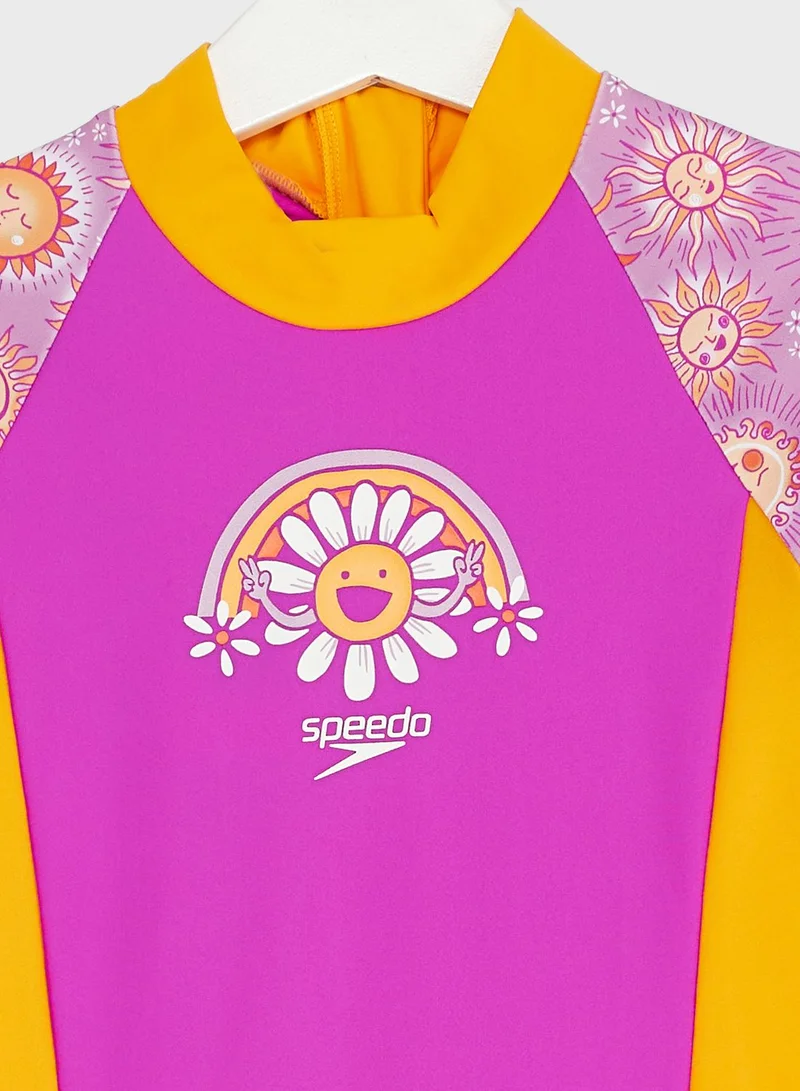 speedo Printed Logo All-In-One Swimsuit