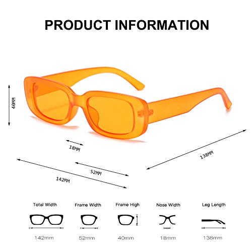 BUTABY Rectangle Sunglasses for Women Retro Driving Glasses 90’s Vintage Fashion Narrow Square Frame UV400 Protection Orange - Image 5