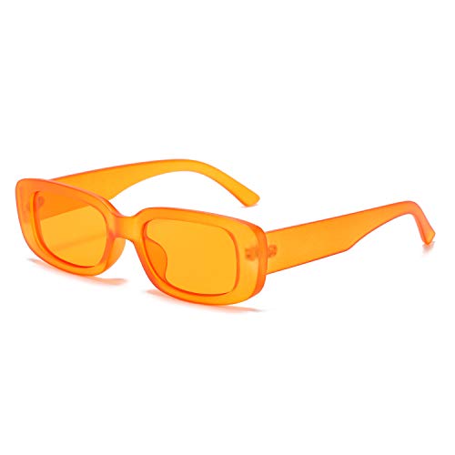 BUTABY Rectangle Sunglasses for Women Retro Driving Glasses 90’s Vintage Fashion Narrow Square Frame UV400 Protection Orange - Image 1