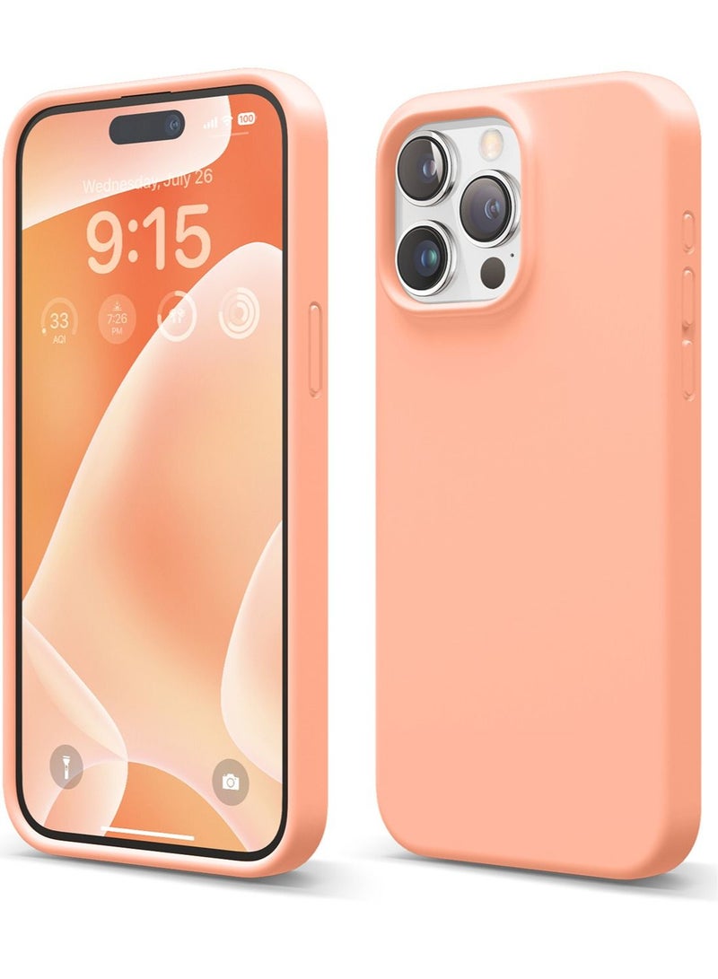 Elago Liquid Silicone for iPhone 15 Pro MAX Case Cover Full Body Protection, Shockproof, Slim, Anti-Scratch Soft Microfiber Lining - Salmon - Image 1