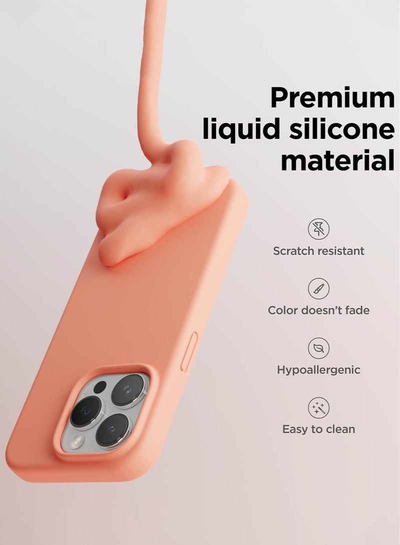 Elago Liquid Silicone for iPhone 15 Pro MAX Case Cover Full Body Protection, Shockproof, Slim, Anti-Scratch Soft Microfiber Lining - Salmon - Image 3