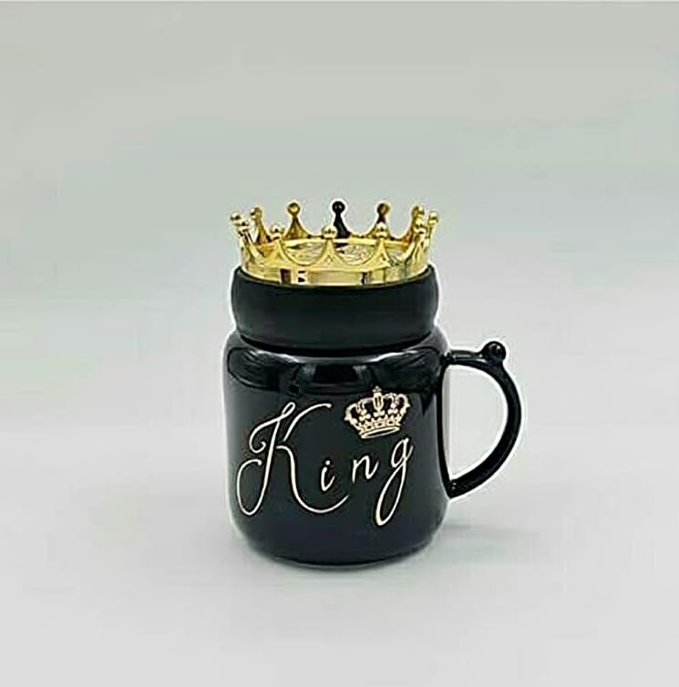 SKDBPM King Queen Printed Coffee and Tea Ceramic Mug Gift for Birthday Husband, Couple, Friends, Lover,Brother, beutyfull Mug Set of 2 Mugs (Black King - RED Queen) - Image 5