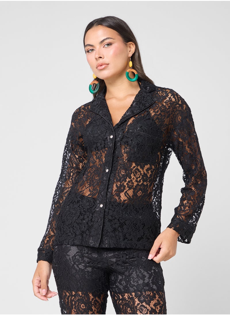 Ginger Lace Shirt & Pant Coord Set  - Image 3