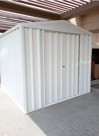 GARDEN STORAGE SHED with Hut and Base | Galvanized Metal| Spacious 205cm L x 205cm W x 205cm H | Secure and Durable | Lockable Design | Rust and Water-Resistant/Sliding door - pzsku/Z28E4CC9BF51933FD5983Z/45/_/1735826302/e7fcb56e-6888-45e9-818b-44953eaa1026