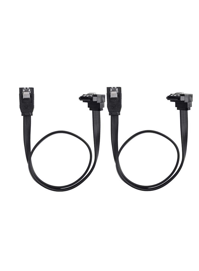 2-Pack 90 Degree Right Angle SATA III 6.0 Gbps SATA Cable (SATA 3 Cable) Black, 30 CM - Image 1