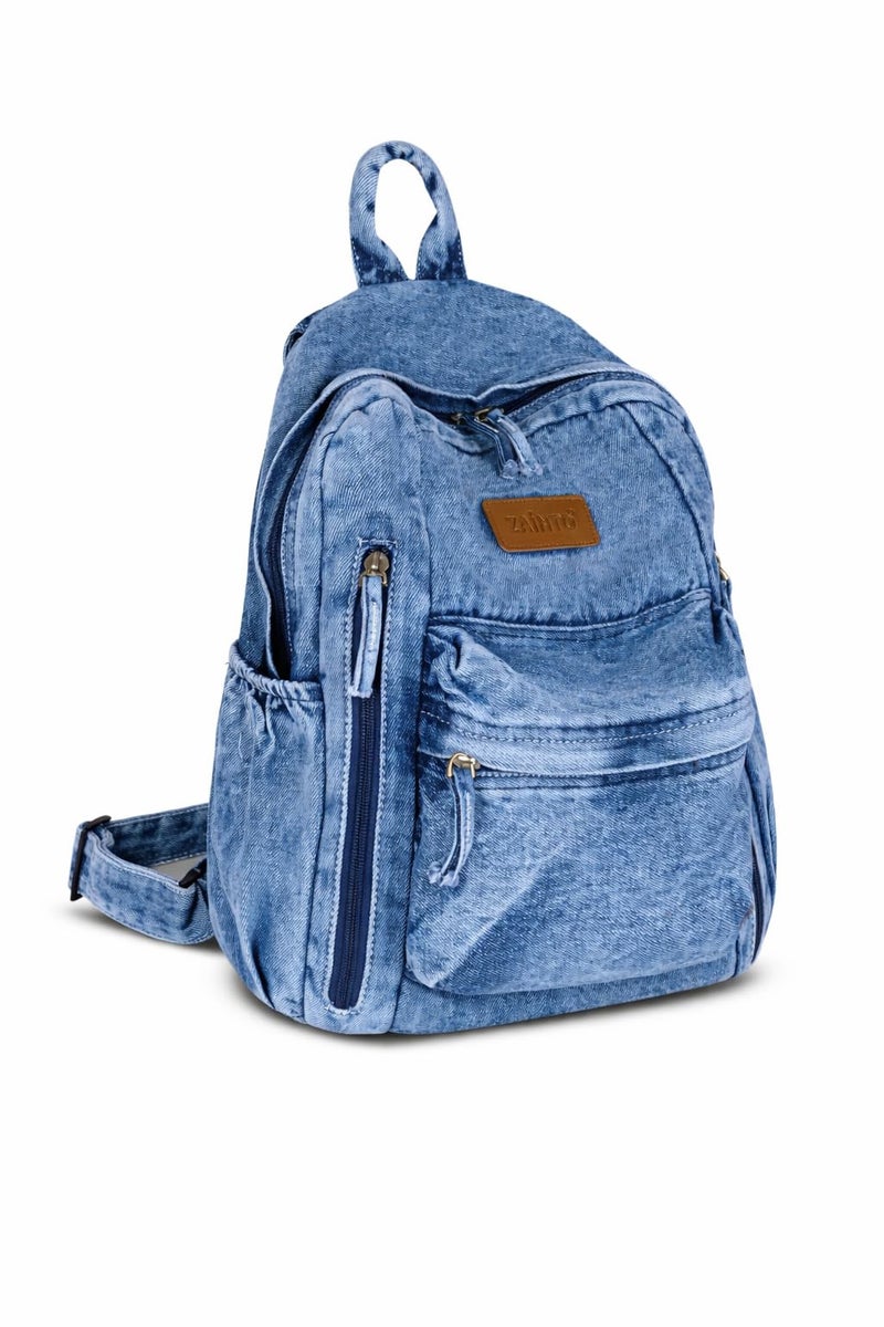 ZAINTO Denim Backpacks for men and women Stylish Outdoor Travel bag with Multi-Compartment Design - Washable. Eco-Friendly, Stylish, Durable Recycled & Upcycled Backpack|3 Compartments 25 liters - Image 3