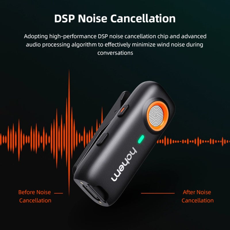 هوهم نظام ميكروفون لافاليير لاسلكي بتوصيل Lightning - التقاط صوتي بزاوية 360° وإلغاء ضوضاء DSP بثلاثة مستويات، نظام ميكروفون لافاليير لتسجيل الفيديو - Image 2