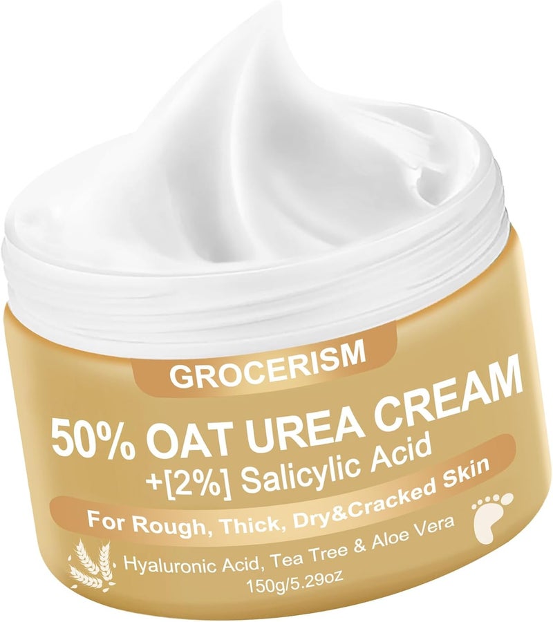 Urea Cream 50 Percent for Feet Maximum Strength 529 oz with Oat and 2 Salicylic Acid Foot Hand Cream included Hyaluronic Acid Tea Tree and Aloe Vera for Deep Moisturizing Callus Removing