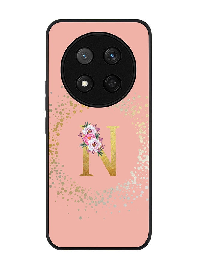 Stylizedd For Honor X9c / Honor Magic7 Lite 5G Case,Slim fit Camera Protection, Shockproof Thin Phone cover  - Custom Monogram Floral - N  (Rose Pink ) - Image 1