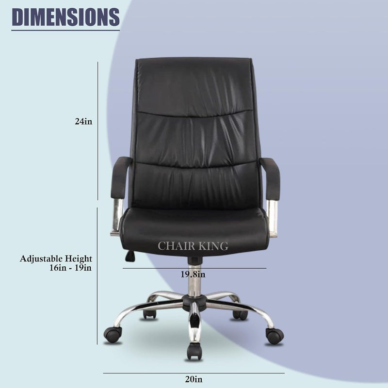 CHAIR KING CHAIR KING Premium Leatherette Office Chair Revolving Chair for OfficeHomeRecliner Study Gaming with Comfort Seating Cushion Heavy Duty Metal Base Height Adjustable Boss Chair Black - Image 2