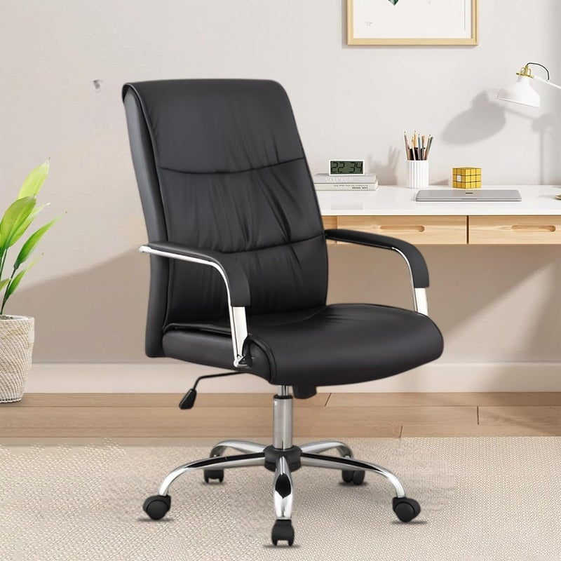 CHAIR KING CHAIR KING Premium Leatherette Office Chair Revolving Chair for OfficeHomeRecliner Study Gaming with Comfort Seating Cushion Heavy Duty Metal Base Height Adjustable Boss Chair Black - Image 1