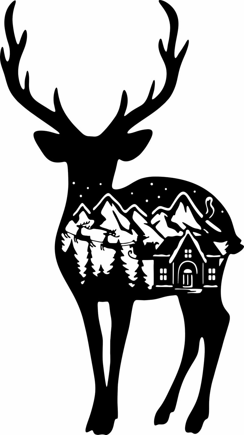 MAYUMI DÉCOR | Wooden Wall Plaque/Wall Sign For Home Decoration | Ready To Hang Wall Decor (Black) – 400 mm Length (Deer) - Image 2