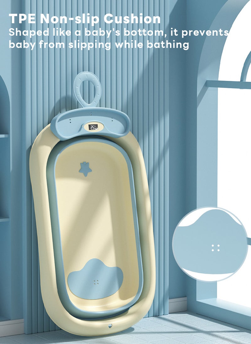 Sharpdo Folding Baby Bathtub with Temperature Sensor and Bath Mat - Image 4