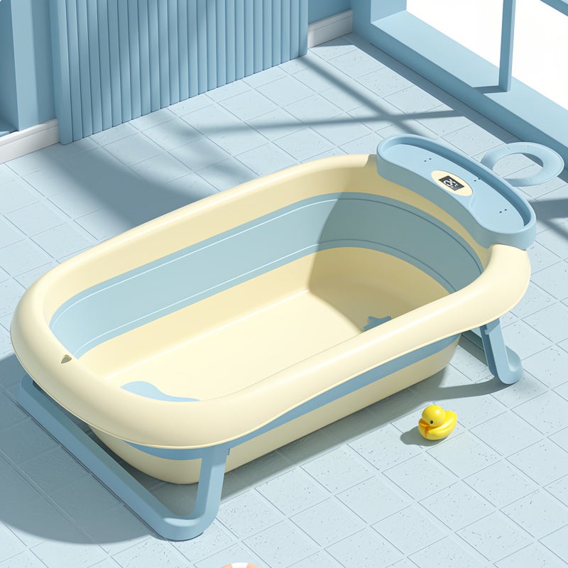 Sharpdo Folding Baby Bathtub with Temperature Sensor and Bath Mat - Image 1