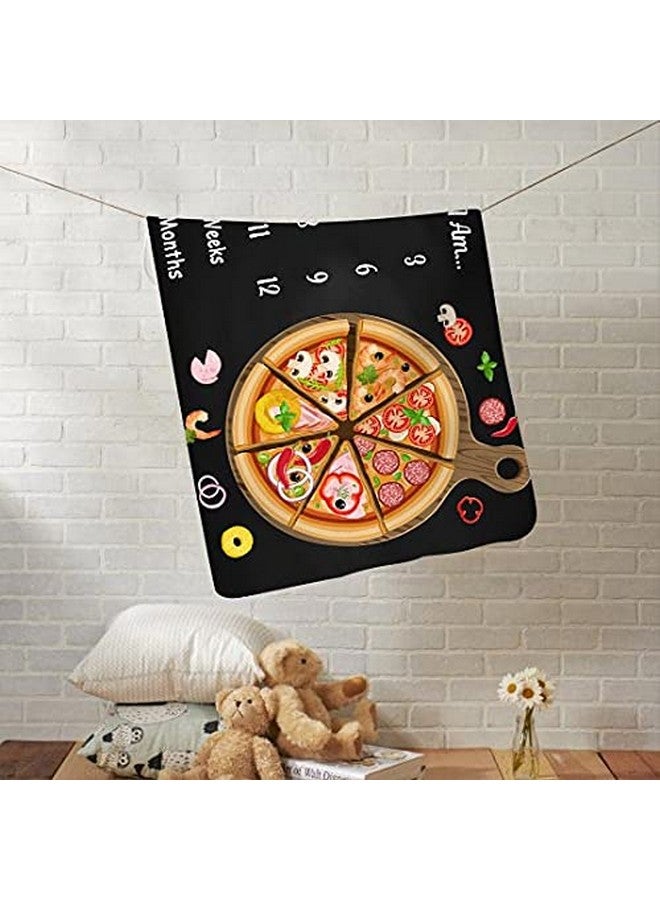 LYLYCTY Baby Monthly Milestone Blanket For 1 To 12 Months Baby Pizza Black Background For Baby Pictures Personalized Includes Wreath And Frame 60X40 Btlsly128 - Image 5