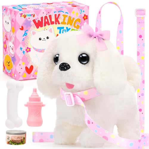 Tagitary Plush Toys Interactive Puppy Toy for KidsElectronic Toy Dog That Walk and BarkTail Wagging Fake Dog Toy with LeashPerfect Easter Christmas Birthday Gift for Kids Toddlers - Image 1