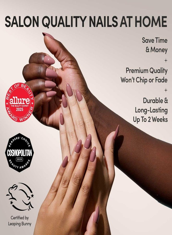 Glamnetic Press On Nails - Short Almond Fake Nails, Muted Mauve Purple Nails, Mauve Obsession | 15 Sizes - 30 Nail Kit with Glue - Image 2