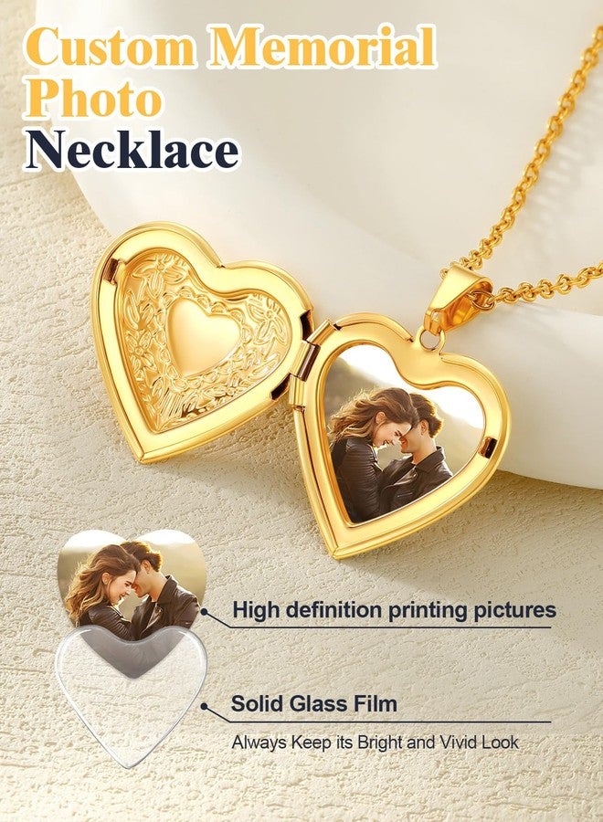 U7 Women 14K Gold Plated Heart Photo Locket Pendant Necklace, 22" Chain - Image 4
