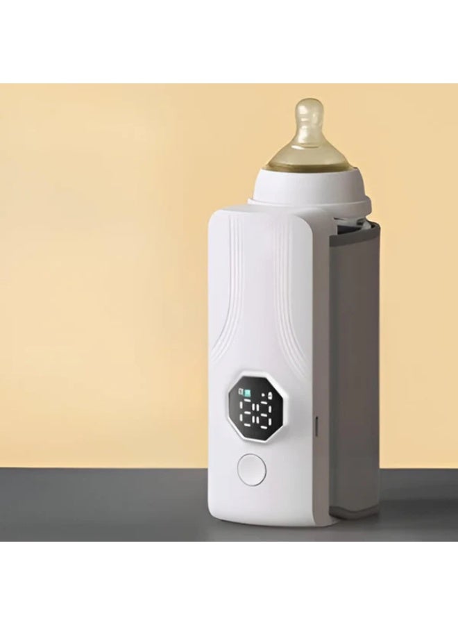 بروماس جهاز تدفئة زجاجات الأطفال قابل لإعادة الشحن مع شاشة عرض رقمية لدرجة الحرارة - أبيض